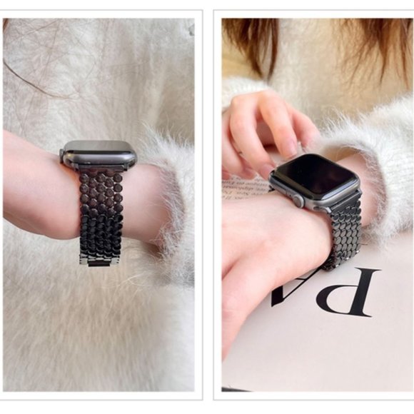 NEW Luxury Adjustable BLACK Stainless Steel Strap band For Apple Watch - Picture 3 of 7